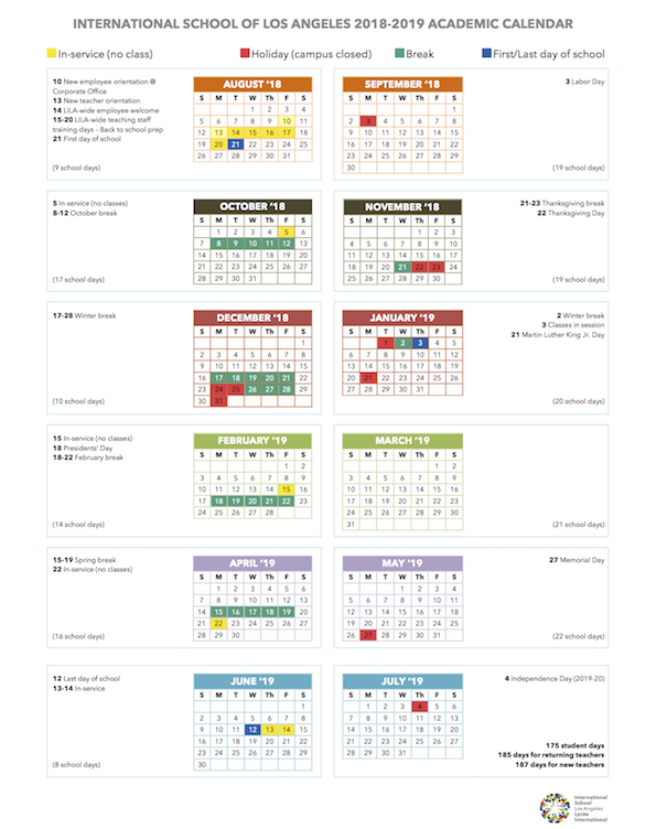 Calendar | International School of Los Angeles