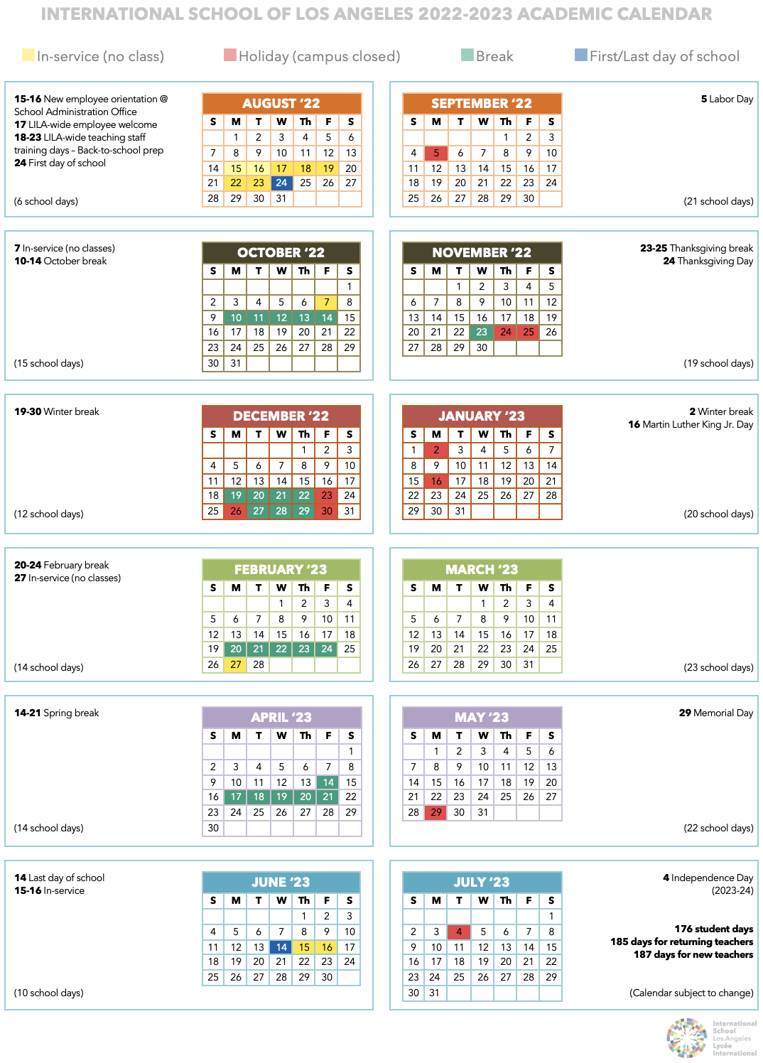 Lmu Spring 2022 Calendar Calendar | International School Of Los Angeles
