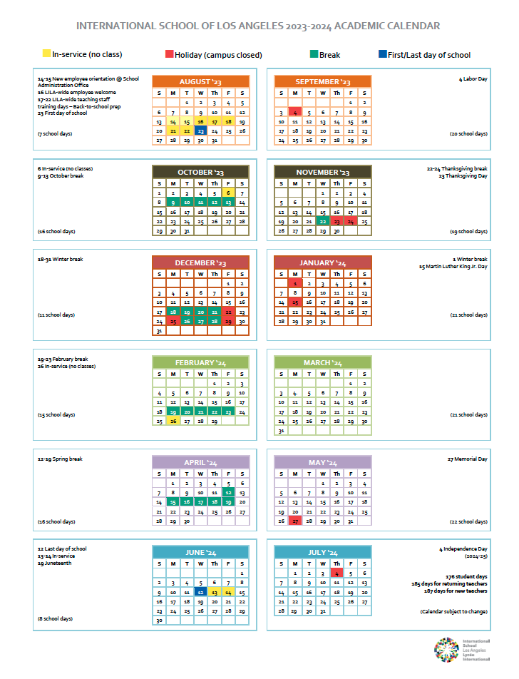 LILA Academic Calendar 2023-24